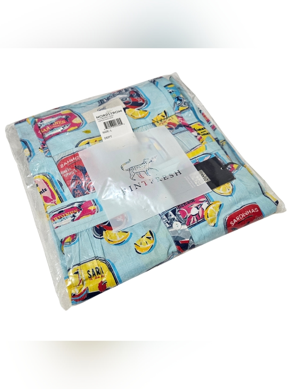 Printfresh Pajama Set Poplin Retro Sardines Pintuck Cropped Pants Set Open Water - Picture 2 of 4